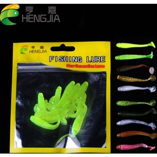 Hengjia 10pcs/pack soft T tail fishing lures grub worm swimbaits artificial Silicone baits pesca fishing tackles