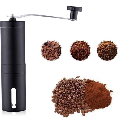 2 Size Manual Ceramic Coffee Grinder Stainless Steel Adjustable Coffee Bean Mill With Rubber Loop Ring Easy Clean Kitchen Tools