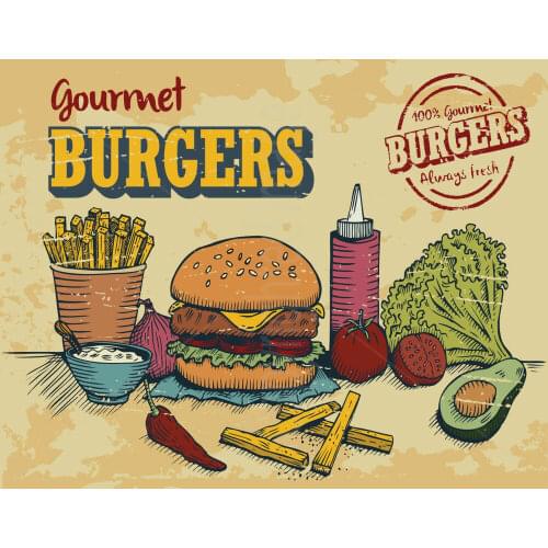 GOURMET BURGERS METAL TIN SIGN POSTER WALL PLAQUE