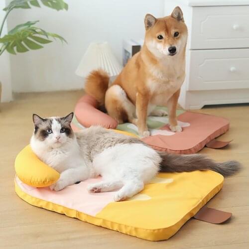 Cat Litter Dog Sleeping Pad for Summer Removable Breathable Non-stick Hair Protection Cervical Spine Pillow Pet Supplies