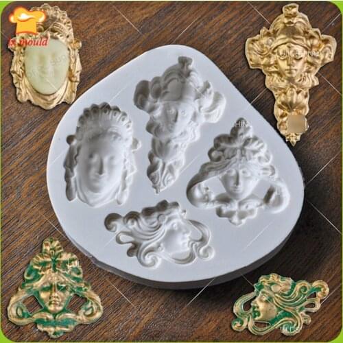 Fondant silicone mold silicone high quality antique retro head Food-grade silicone texture clear