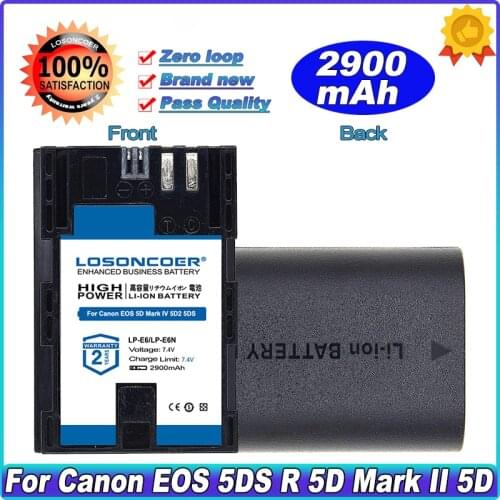 New Battery 2900mAh LP-E6 LP-E6N Battery For Canon EOS 5D Mark IV 5D2 5DS R Mark II 2 III 3 6D 60D 60Da 7D 80D 7D2 7DII 70D 5DSR