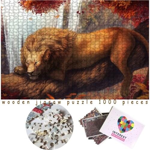 MOMEMO Lion 1000 Pieces Puzzle Adults Brain Trainer 1000 Pieces Wooden Jigsaw Puzzles Toys Interesting Animal Picture Puzzles