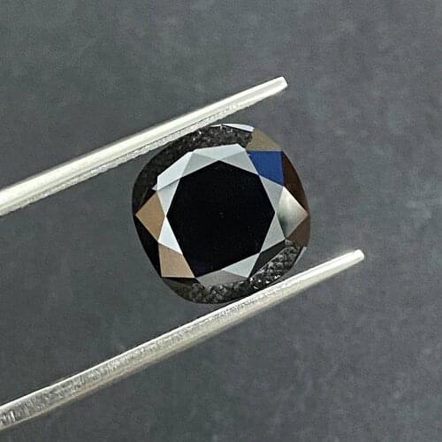 GRA 5 Carats 10x10MM Cushion Shape Black Moissanite Clarity VVS Loose Gemstone For Jewelry Making