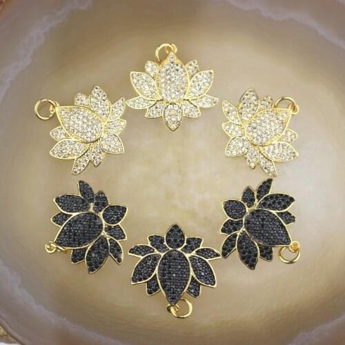 20mm 10pcs/lot New design cz plating pendant charm,lotus flower shape cubic zirconia charm,fashion cz jewelry pendant wholesale