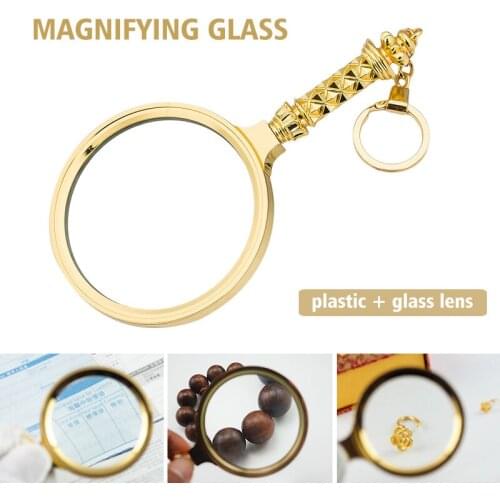 Portable Handheld 10X Magnifying Glass 60mm Retro Handle Magnifier Eye Loupe Glass For Jewelry Newspaper Book