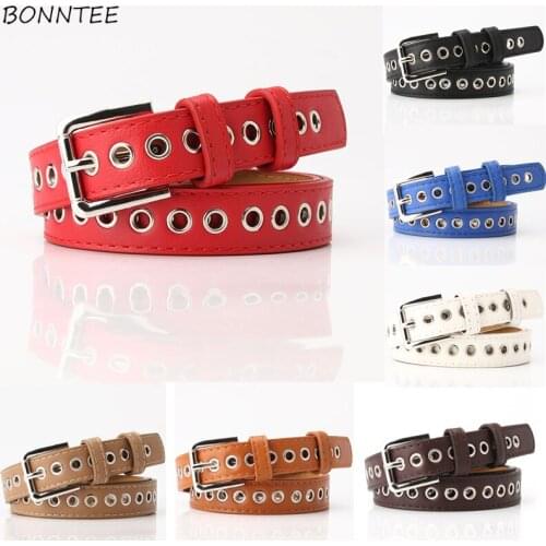 Belts Women Vintage Solid Free-punching Korean Style All-match PU Leather Buckle Belt Womens Fashion Casual Waistband Adjustable