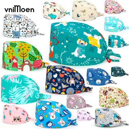 Unisex animal series pattern Hat Scrub Hats Doctor Nurse Accessories Women Fashion Unisex Casual Print Clean dust-proof supplies