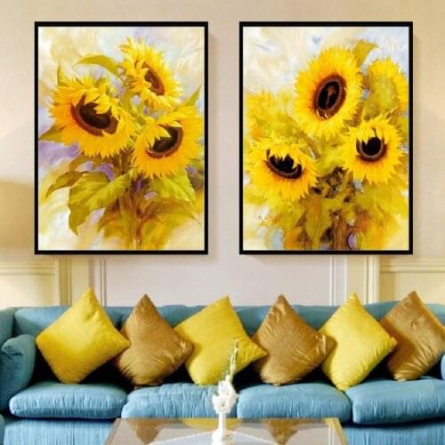Modern Sunflower Wall Art Flowers Canvas Painting Posters Prints POP Art Pictures for Gallery Living Room Home Decor