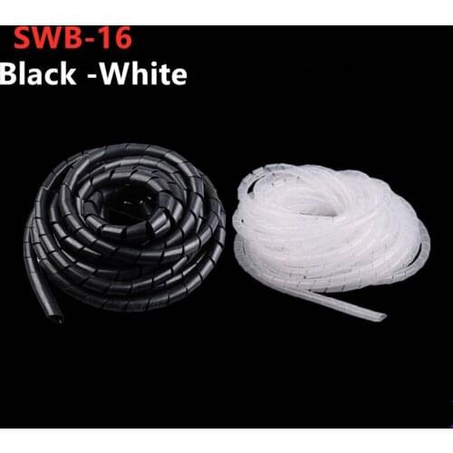 FREE SHIPPING DIA.16mm Spiral Cable Wire Wrap Tube Computer Manage Cord 5M Length SWB-16