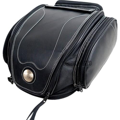 Motorcycle Tail Bag for Back Seat Waterproof Vintage Leather Multifuction Travel Tool Helmet Pack Straps