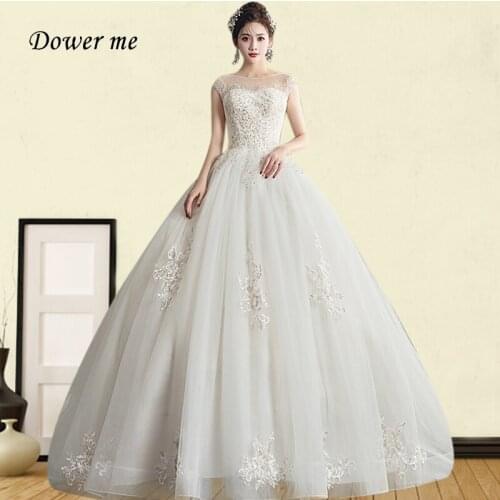 O-neck Wedding Dresses GR718 Elegant Beading Sequined Bridal Gowns Sleeveless Long Vestidos De Novia Lace Tail Wedding Dress