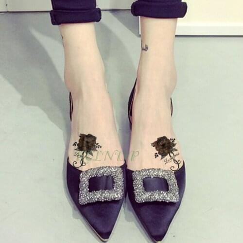 Waterproof Temporary Tattoo Sticker Rose Flower "Love me" Sexy Fake Tatto Flash Tatoo Tatouage Wrist Foot Hand For Girl Women