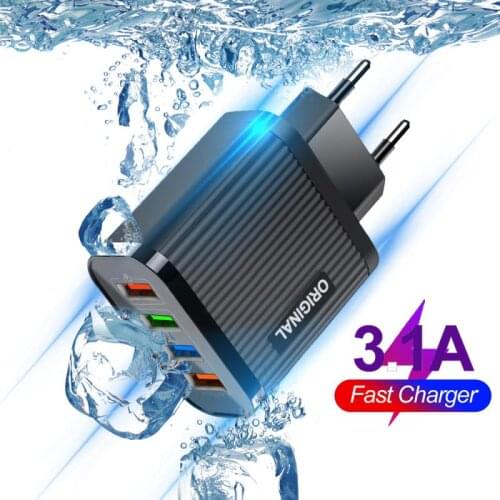 4 USB EU/US Plug Quick Charge QC 3.0 Universal Wall Mobile Phone Tablet Chargers For iphone 12 Pro Max Huawei charging charger