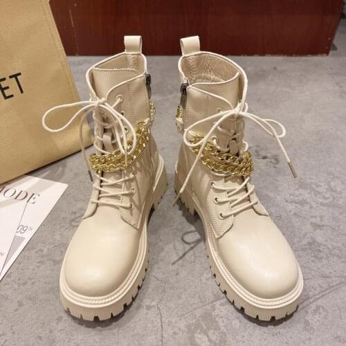 2021 Woman Ankle Boots Flat Heel Shoes Women Lace Up Winter Autumn Shoes Daily Short Boots Woman Footwear Size 35-40