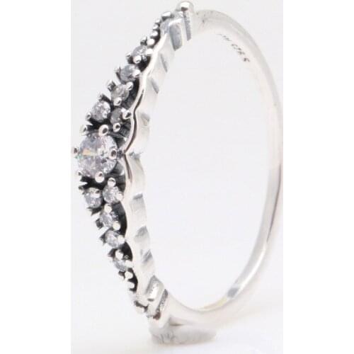 Bewill Hot 100% 925 Sterling Silver Classic Fairy Tale Crown Tiara Wishbone Ring Women Fashion Original Jewelry Gift