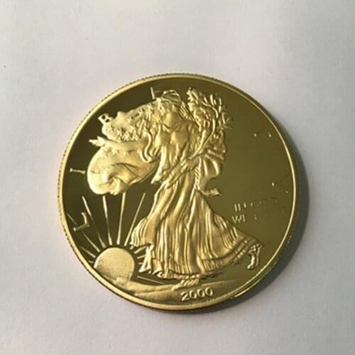 10 pcs The rare edition 2000 freedom coins 24K real gold plated badge 40 mm eagle back side souvenir home decoration coin