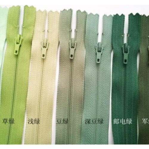 100 Pcs/lot Most Free Shipping YKK Nylon Zipper Green Close End Inner Weaving Zippers for Pants Sewing Accessories Wholesale