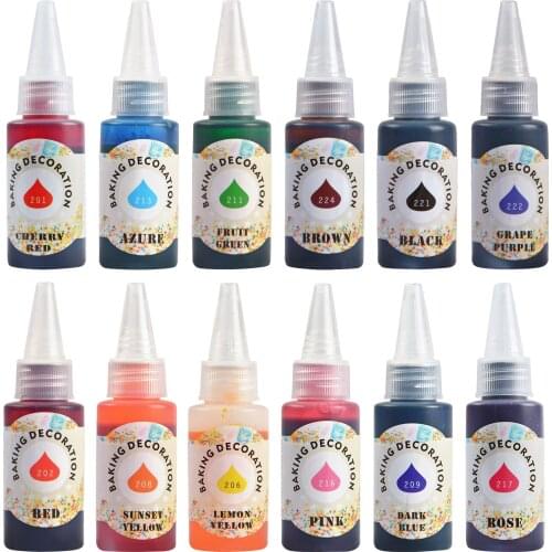 12 colors 30ML/Bottle Baking Food Colouring Cake Colorant Decorating Colors For Fondant Macarons Home And Cake Shop Baking