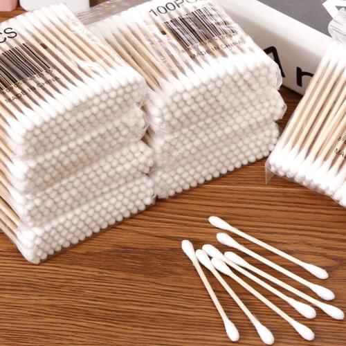 High Quality 200PCS/2Packs Double Head Cotton Swab Baby Sanitary Cotton Swab Women Makeup Nose Ears Cleaning Health Care Tools