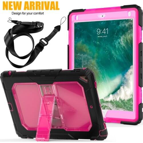 3-Layers Silicone+PC Hybrid Built-in Kickstand Colorful Back Cover for Apple New IPad 9.7 2018 2017 6th Generation Tablet A1893