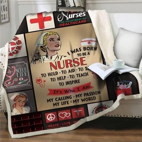 BeddingOutlet nurse Printed Throw Blankets Bedspread thicken Sherpa Fleece Sofa Bed Blanket Aztec Bedding Plush Blanket on Sofa