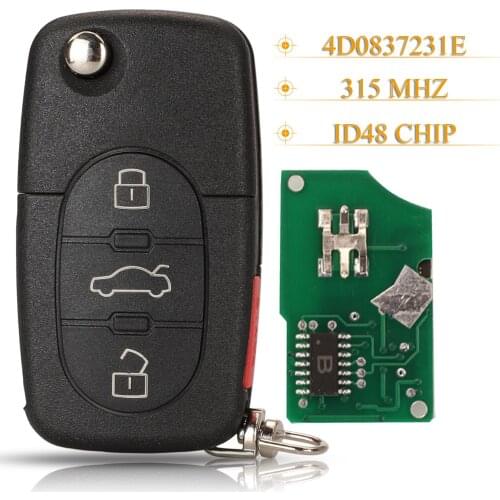 Kutery 4 Buttons Smart Remote Car Key Fob 315Mhz ID48 Chip FCCID: 4D0837231E For Audi A4 A6 A8 TT 1997