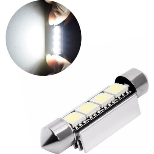 50Pcs 5050 4SMD LED Bulbs 31MM 36MM 39MM 41MM Festoon White Car Reading Lights Canbus Error Free For Dome Light 12V