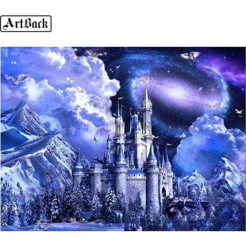 5d diamond painting castle landscape purple full square / round drill diamond embroidery handmade art home decor kit