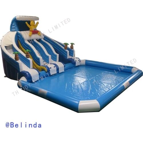 Free Sea Shipping Giant Inflatable Water Park Inflatable Slide Pool (8x6m inflatable Bear pool slide+10x8m swimming pool)