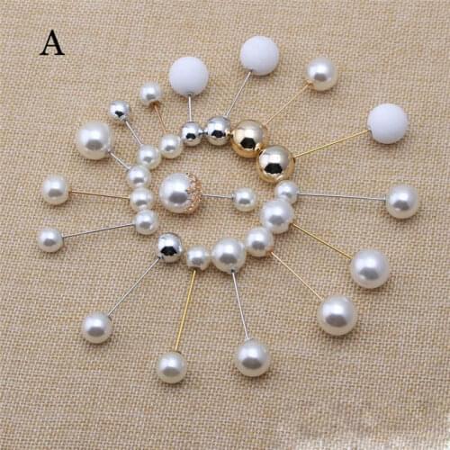 Anti-stripping brooch a word pin pearl a word brooch accessories pure copper pin joker anti-stripping brooch