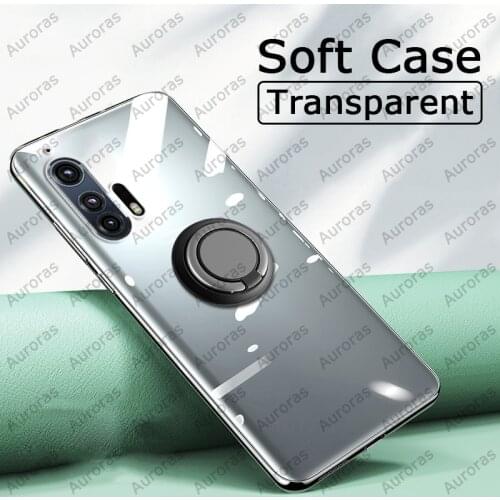 Auroras For Motorola Edge + Case Full Protection Shockproof Soft Silicone Matte Cover For Moto Edge Plus Ring Holder