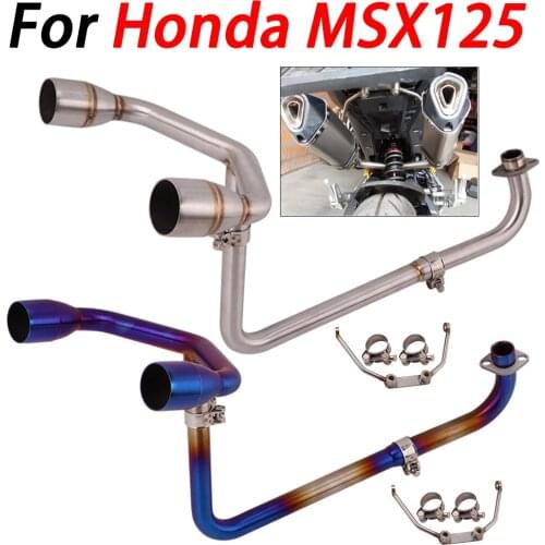 Slip on for Honda MSX125 Motorcycle Exhaust Full System Modified Double Hole Escape Moto Muffler Front Middle Link Pipe