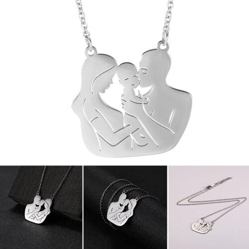 Hot Mom Dad Baby Pendant Stainless Steel Chain Family Necklace Bracelet Gift for Mothers Day For Woman NOV99
