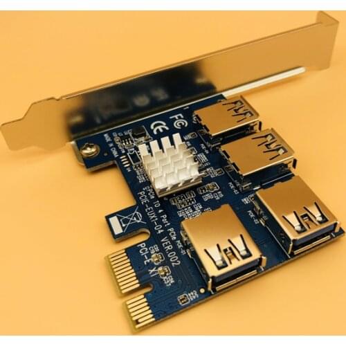 Hot PCI Express PCI-E 1x to 16x 1 to 4 PCIE Riser Card USB 3.0 Slot Multiplier Hub Adapter For Bitcoin Mining Miner BTC Machine