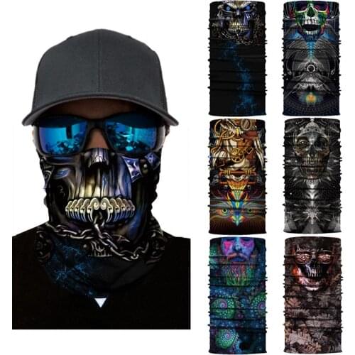 3D fantasy color skull abstract art multi-functional magic bandana men and women seamless headband cycling face cover scarf