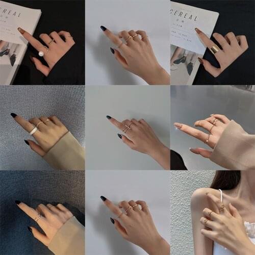 Fashion Gold Joint Knuckle Rings For Women Open Korean Simple Pearl Adjustable Finger Ring Sets Jewelry Accessories Good Quality