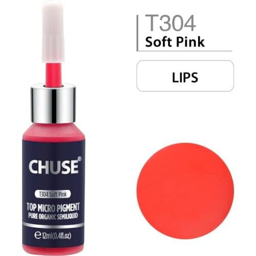 CHUSE Soft Pink T304 Permanent Makeup Ink Eyeliner Tattoo Ink Set Eyebrow Microblading Pigment Professional 12ML 0.4oz