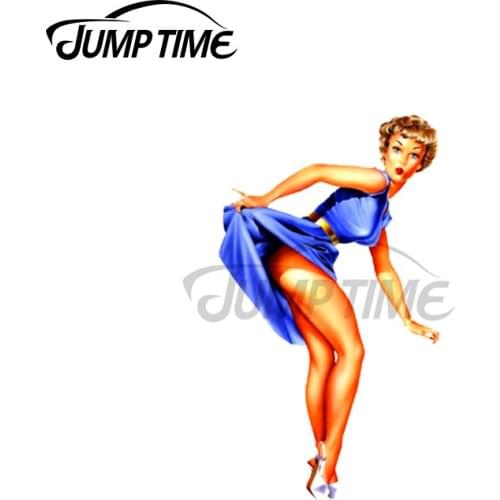 Jump Time 13 x 10cm For Sexy Pin UP Girl Auto Car Stickers and Decals Trunk Bumper Motorcycle JDM ATV Vinyl Decal Car Wrap