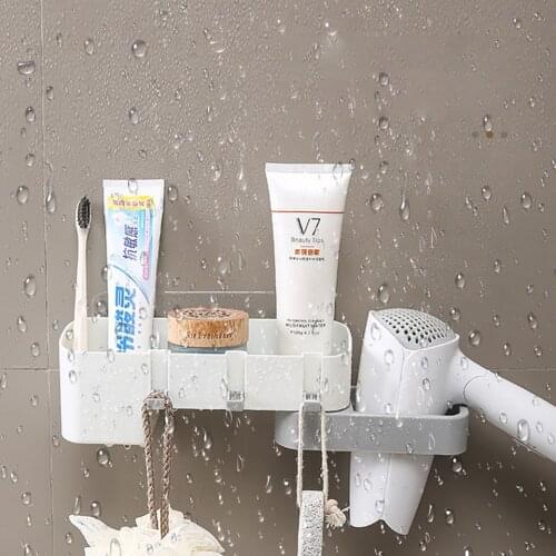 Wall Hair Dryer Rack Multi-function Bathroom Toiletries Shower Gel Shampoo Storage Kitchen Utensils Storage Organizer