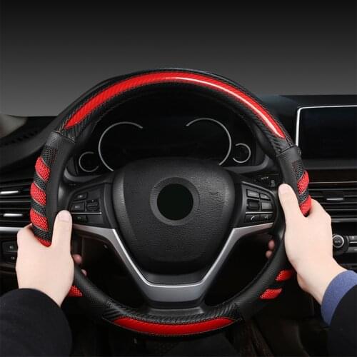 Auto Steering Wheel Cover Braid On The Steering Wheel Universal Car Styling Carbon Fiber Steering Wheel Cover Car Accessories