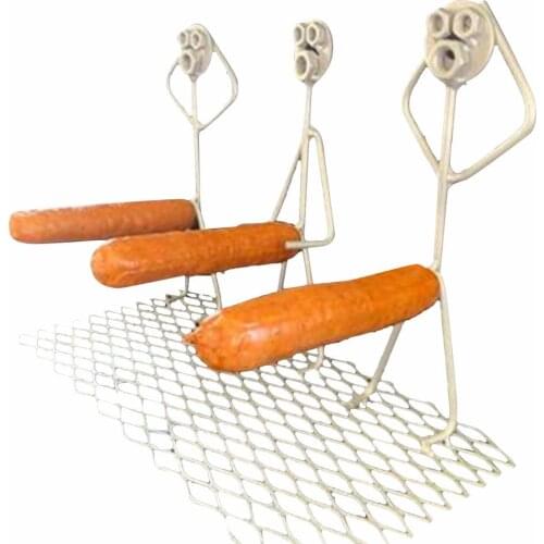 Portable BBQ Stainless Steel Barbecue Rack Funny Boy Hot Dog Sausage Stand Holder Grill Shape Roaster Rack Stand BBQ Tool