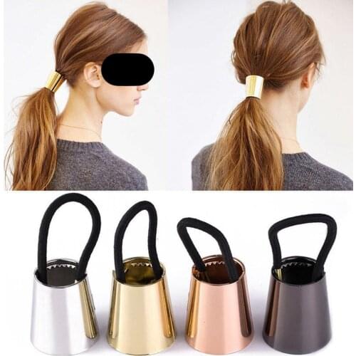1pc Chic Woman Girls Metal Elastic Ponytail Holder Cuff Wrap Tie Band Ring Rope hair bands headband hair accessories scrunchies