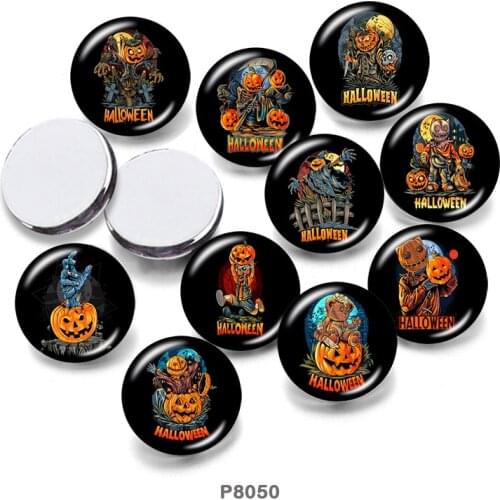 Halloween Scarecrow pumpkin 10mm12mm/18mm/20mm/25mm/30mm Round Glass Cabochon Flat Back Making Findings P8050