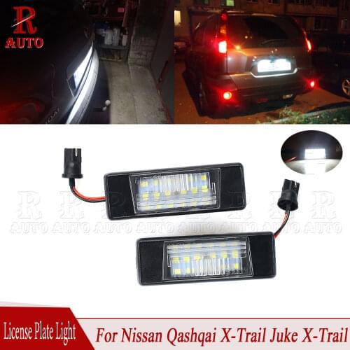 R-Auto 2 Pcs 18LED License Number Plate Lights Lamps Car Styling White No Error For Nissan Qashqai X-Trail Juke Primera