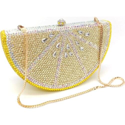 Bee In Fly Luxury Hand Inlaid Diamond Yellow lemon Crystal Bag American Style Evening Bag Personality Clutch Wallet