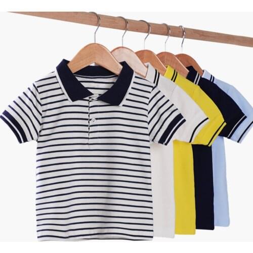 Summer New Boys Short Sleeve Polo Shirt 2-9y Children Clothes Striped Kids Cotton School Uniform Polo Shirts Out Girls Sport Top