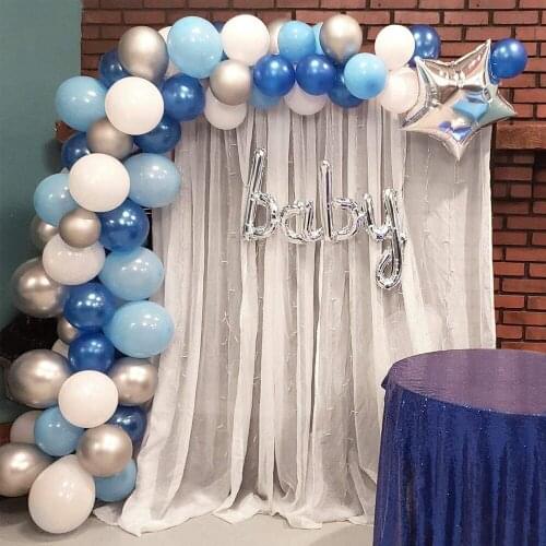 Blue Latex Balloon Garland Arch Kit Metallic Silver Globos Birthday Baby Shower Anniversary Party Decoration Boy