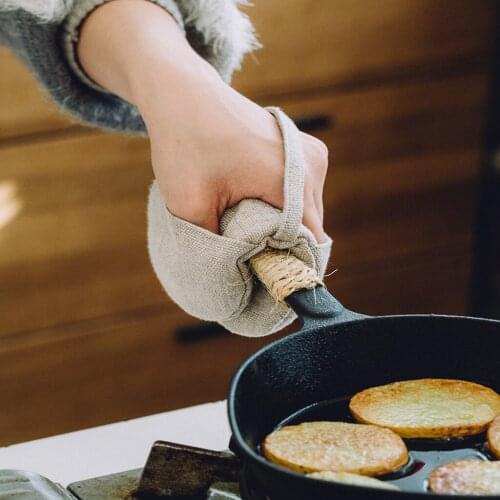 Resistant Oven Mitts Baking Microwave BBQ Gloves Mittens Cotton&Linen