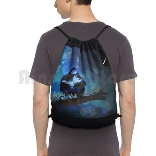 Ori And The Blind Forest Backpack Drawstring Bag Riding Climbing Gym Bag Ori Ori And The Blind Forest Game Blue Light